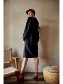 Sports midi dress with hood, black FI725 - Online store - Boutique